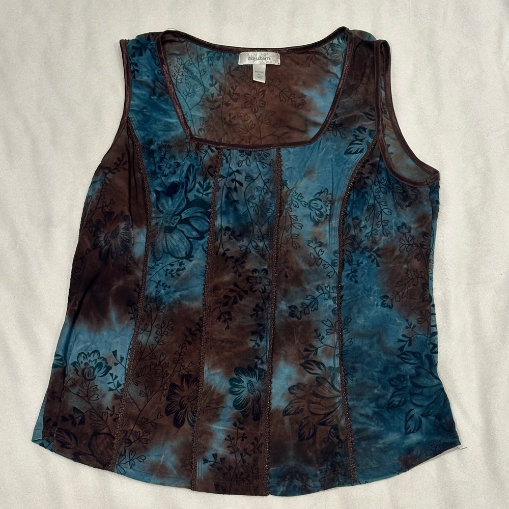 Dressbarn Princess Cute Blouse | Brown and Blue | Petite Pl
